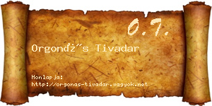 Orgonás Tivadar névjegykártya